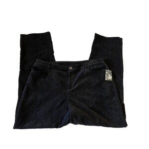 Susan Graver Women's Black Pinstripe Corduroy Pants Size 16 plus size